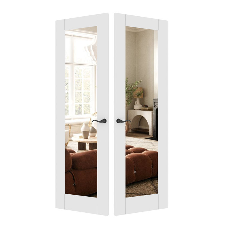 Portes françaises intérieures intérieures en miroir avec portes et ensemble de quincaillerie, 48 po x 80 po