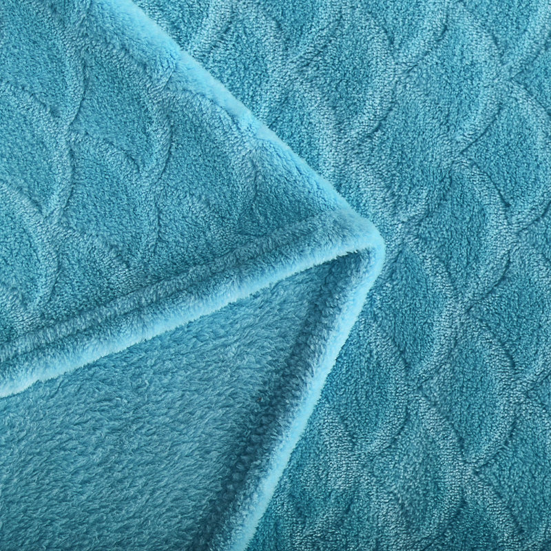 Couverture en flanelle brossée bleu grand, Bleu, Grand lit