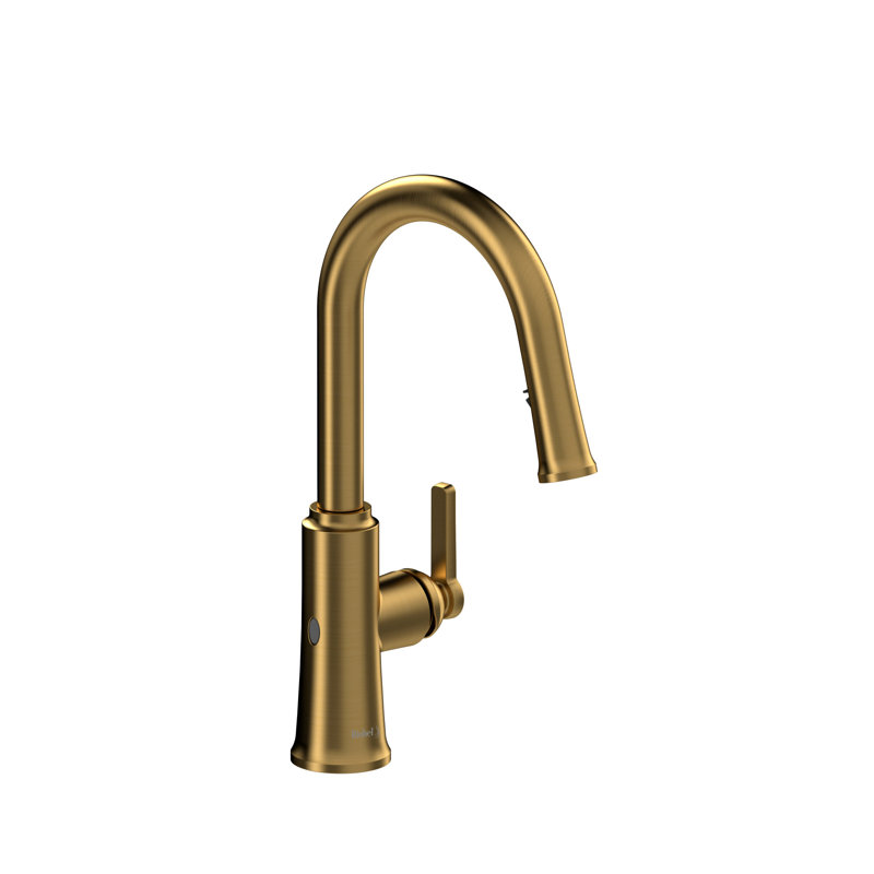 Trattoria Pull-Down Touchless Kitchen Faucet With C-Spout, Brushed Gold