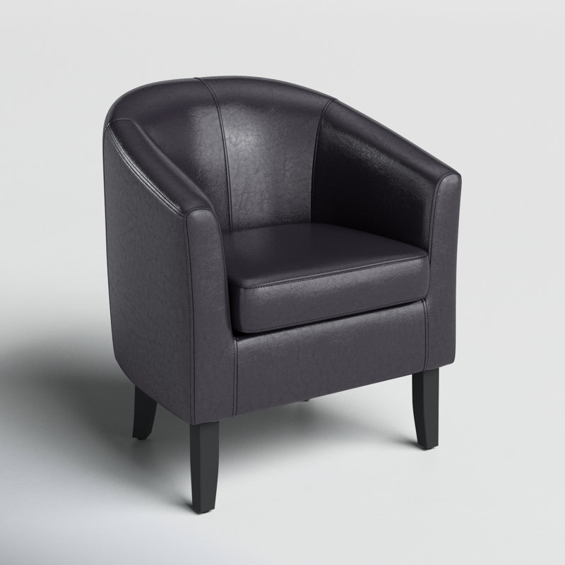 Fauteuil demi-tonneau de 26,77 po Munson, Similicuir brun