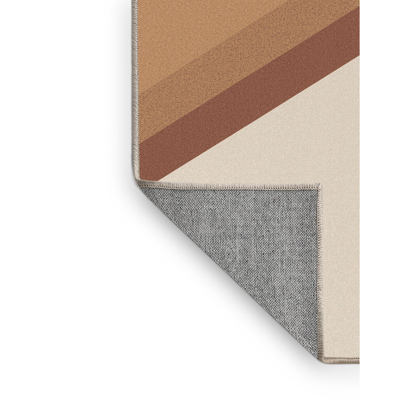 Machine Washable Cantrell Gymnastics Balance Beam Minimalist Rug in Brown – Beige Binding, 5x7