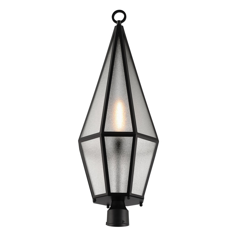 Peninsula Matte Black Art Glass Outdoor Post Lantern