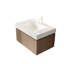 Meuble-lavabo suspendu MURI de 76 cm (30 po) avec comptoir en pierre frittée, lavabo en céramique et rangement à fermeture amortie, finition Heidelberg Woodgrain.
