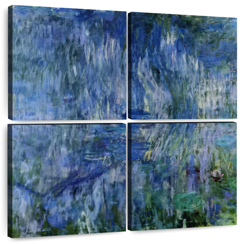 Waterlilies And Reflections Of A Willow Tree, H 18 po x l 18 po