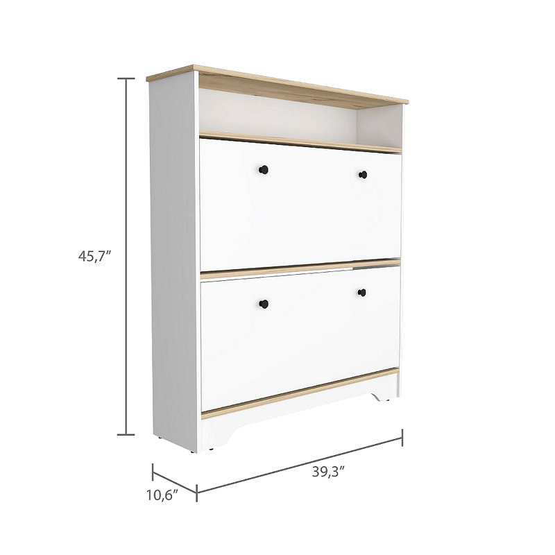 Range-chaussures à 2 tablettes, Blanc