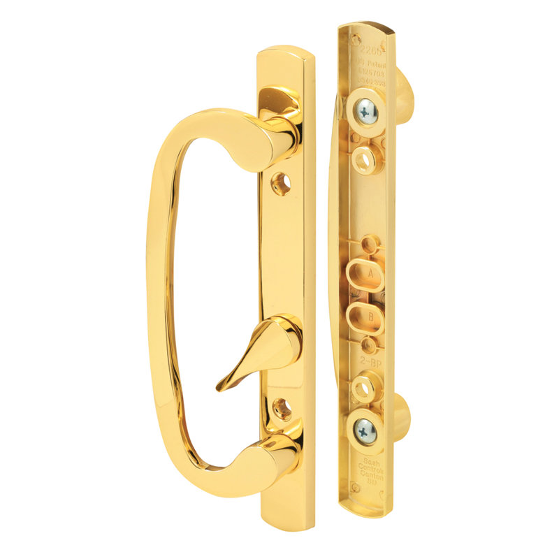 Ensemble de poignées de porte de patio coulissantes de type mortaise - Remplacez rapidement et facilement les poignées de porte anciennes ou endommagées - Laiton, sans clé, s'adapte aux trous de 3-15 / 16 po (1 ensemble)