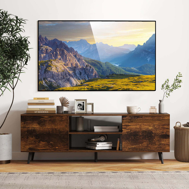 Tv Stand For 60" Tvs Mid Century Modern Media Console Table With Adjustable Shelf Brown