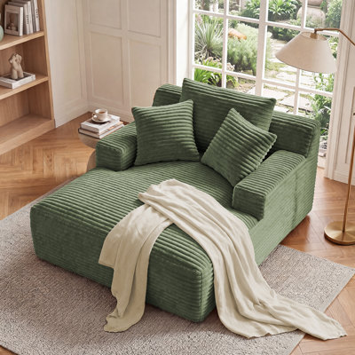 Latitude Run® No Assembly Required 64''D Corduroy Indoor Chaise Lounge Chair Upholstered Modern Glauser Oversized Compression Sleeper Boneless Sofa In A Box