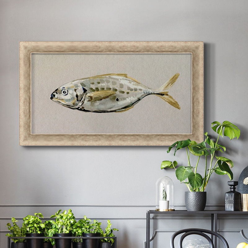 " Fresh Fish Study II ", 21" H x 37" W x 1.25" D, Brown Closed Corner Framed Canvas