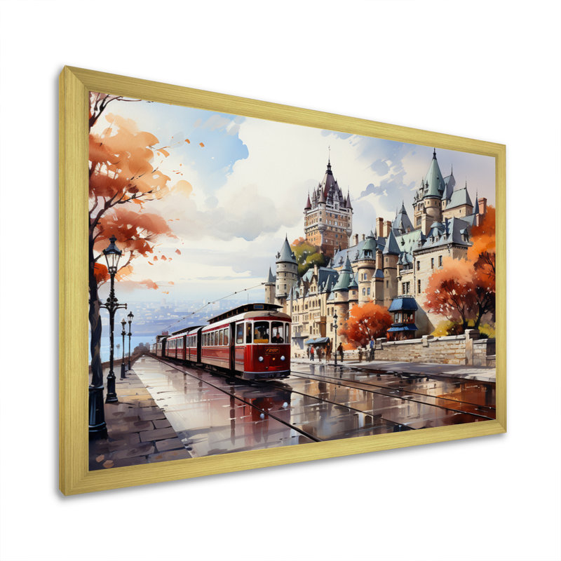 Ville touristique de Québec III, Encadrement doré, H 30 po x l 40 po x P 1,5 po