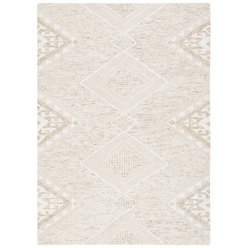 Athiran Matilda Geometric Hand Tufted Ivory Area Rug, Rectangle 3' x 5'