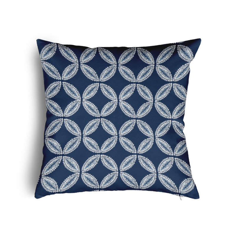 Berryessa Geometric Square Cushion, 60cm H x 60cm W x 15cm D, Navy