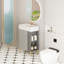 Meuble-lavabo à tablettes ouvertes 21,6 po avec lavabo en céramique, porte à fermeture en douceur, tablette de rangement droite, assemblage requis