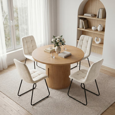 47 cm H Tufted Upholstered Faux Leather Dining Chair