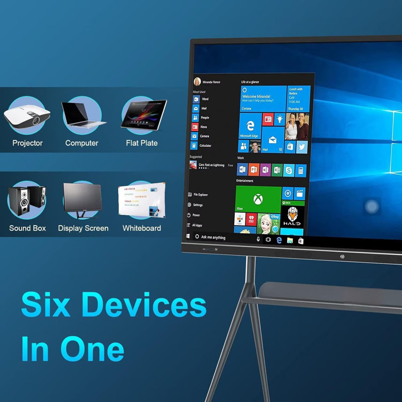 JYXCN Interactive Smart Board 75", 2160p Touchscreen All-in-One Computer for School & Business(Include Wall Mount)