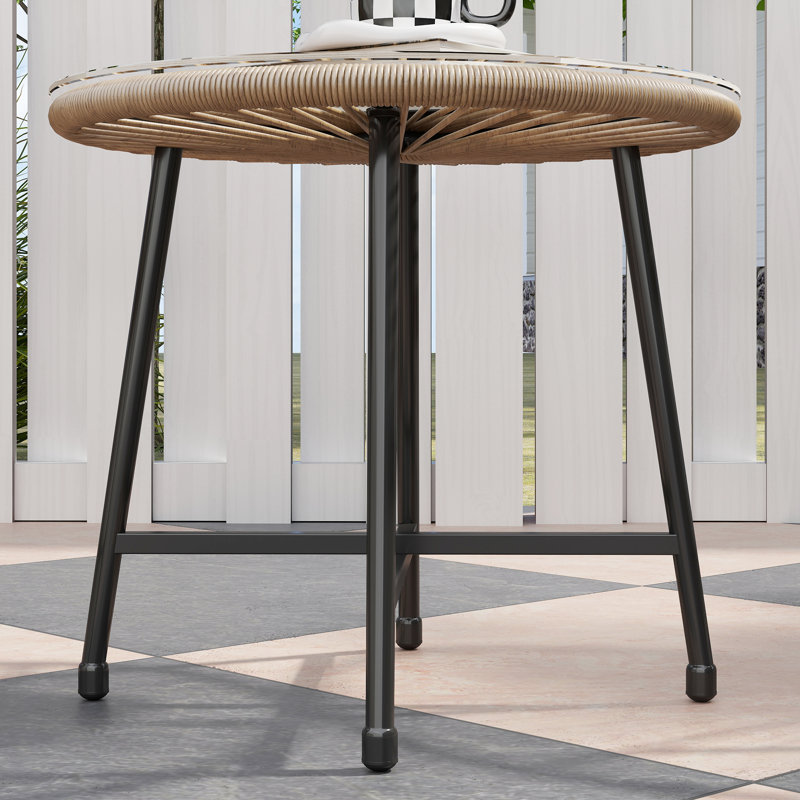 Round 3 - Piece 2 - Person 45Cm L Outdoor Bistro Set, Black/Natural