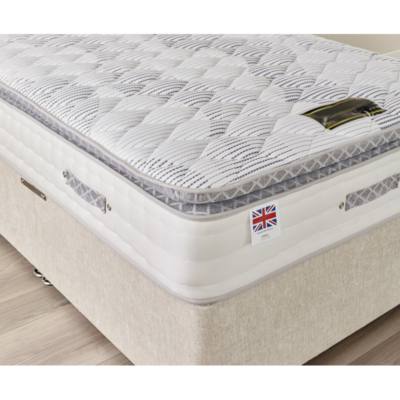 6000 Gold 33cm Pocket Sprung Memory Foam Pillow Top Mattress Cooling Technology, Single (3')