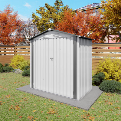 6X3.6FT Metal Storage Shed,Tool Shed With Peaked Roof Waterproof With Clear Window And Lockable Door Compact Tool Shed For Garden, Backyard,Patio,Sundries And Bike Storage, White