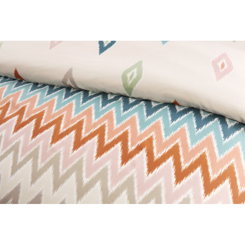 Reike Microfiber Chevron Duvet Cover Set with Pillowcases, Kingsize Duvet Cover + 2 Standard Pillowcases