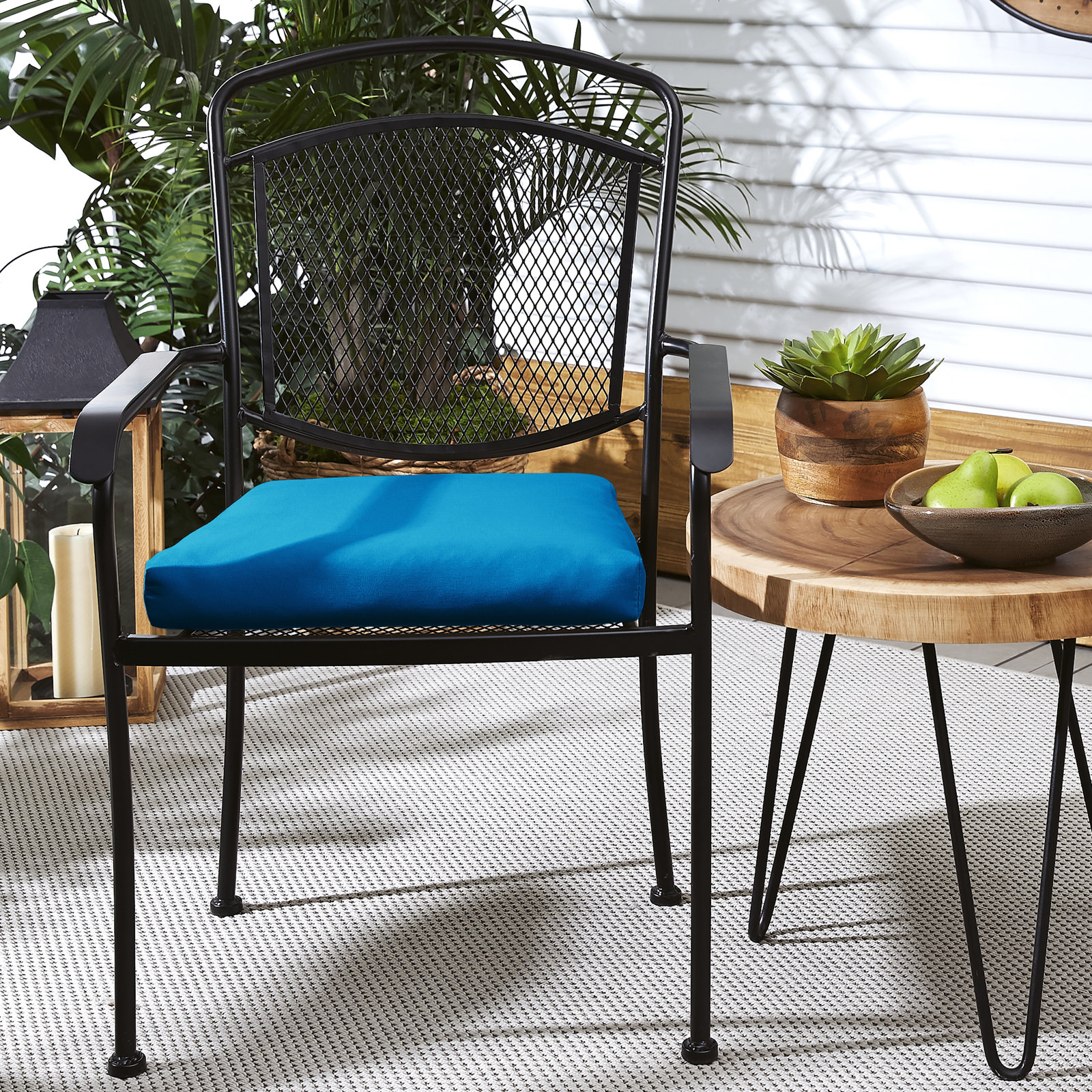 Kisha Sunbrella Outdoor Dining Chair Cushion, Fresco Blue