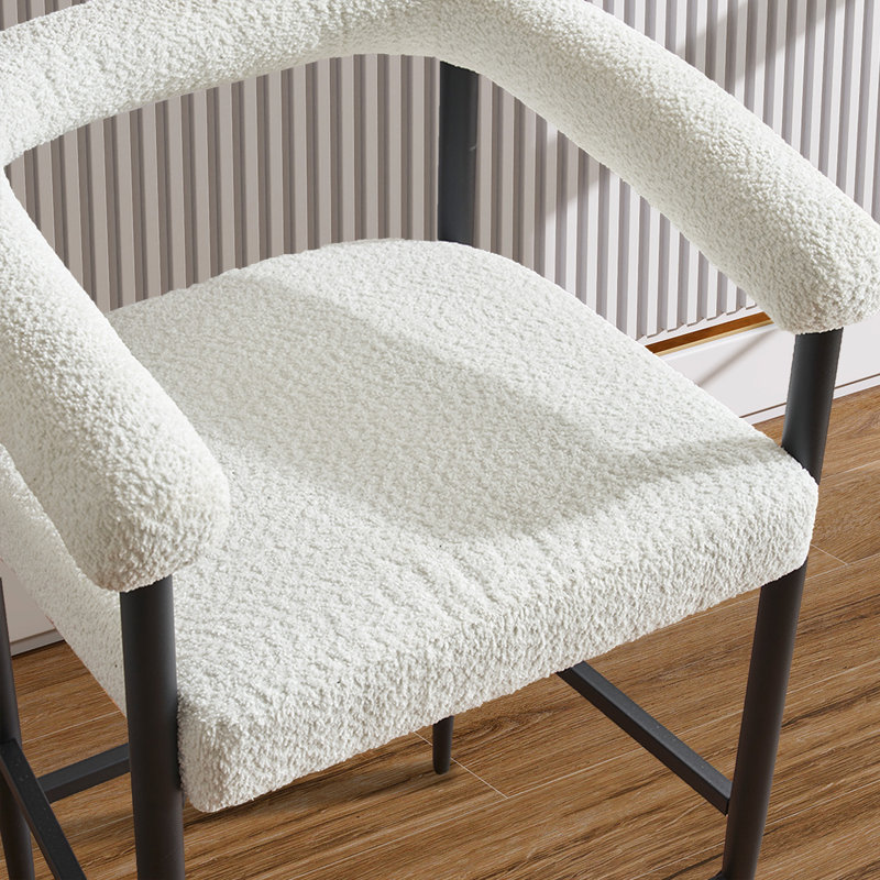 Ensemble de 2 tabourets de bar modernes rembourrés Boucle, Blanc