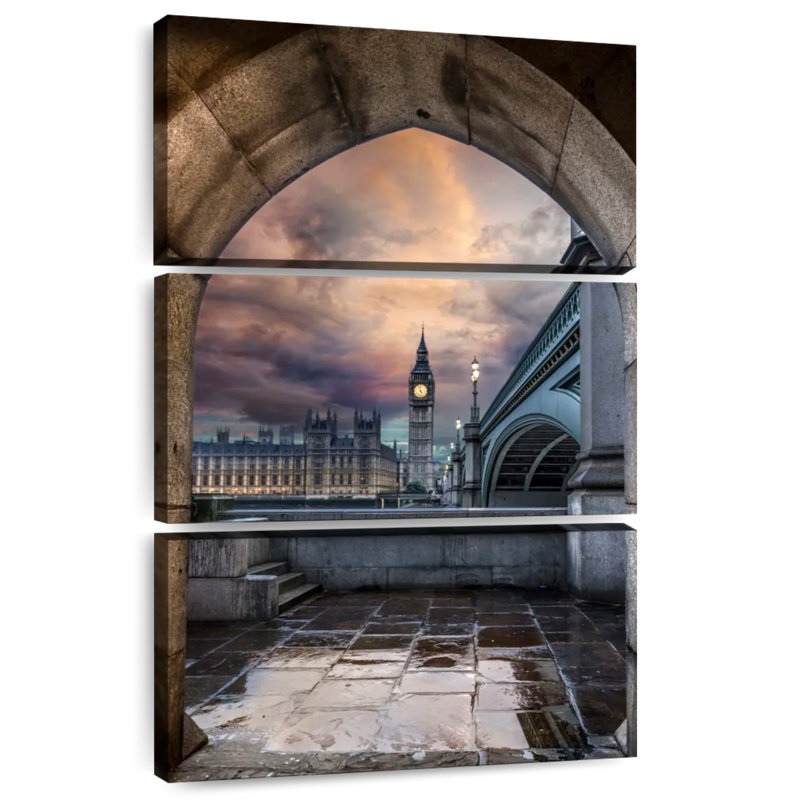 Maison du Parlement Lilie depuis le pont de Westminster, H 45 po x l 28 po