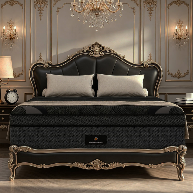 Matelas Huerfano Noir Lux 16 po Confort de niveau hôtelier, épais, à isolation de mouvement, avec plateau moelleux et ressorts de soutien dynamiques robustes.