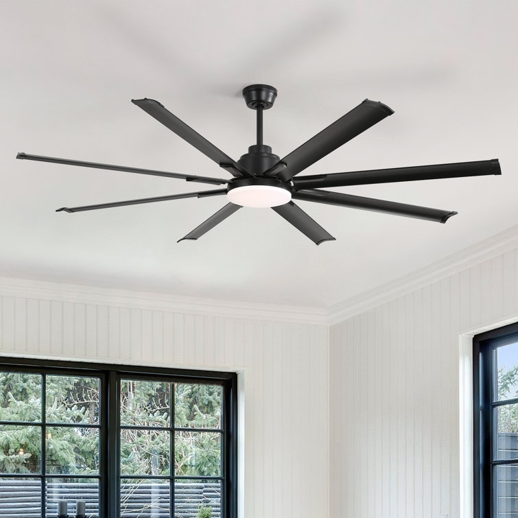 Brixham 84" 8-Blade Standard Industrial LED Ceiling Fan with Remote and Intelligent Control and Voice Function