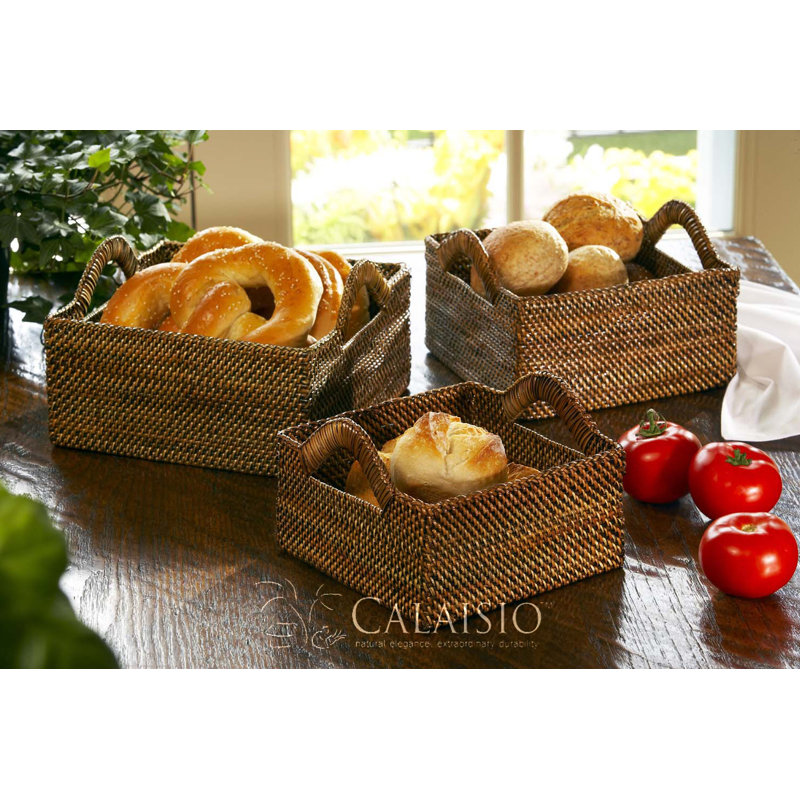 Handmade Wood Bread Basket, 3.75" H x 8" W x 8" D