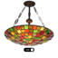 Luminaire suspendu suspendu en verre coloré 5 lumières Tiffany