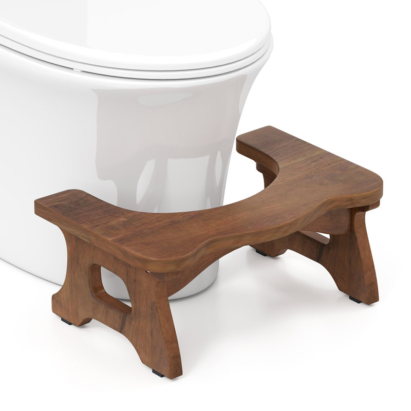 Teak Wood Toilet Stool 7'' Squatting Potty Stool for Adults & Kids Pooping Stool