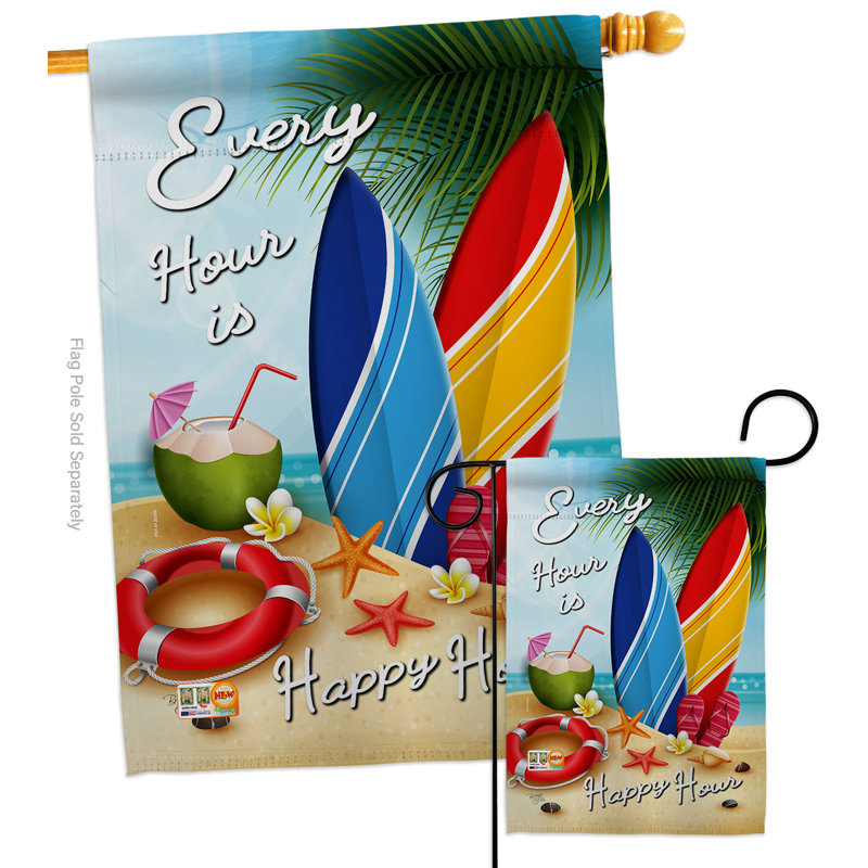 Beach chaque heure, impressions de polyester de 2 côtés 40 x 28 po ensemble de drapeau