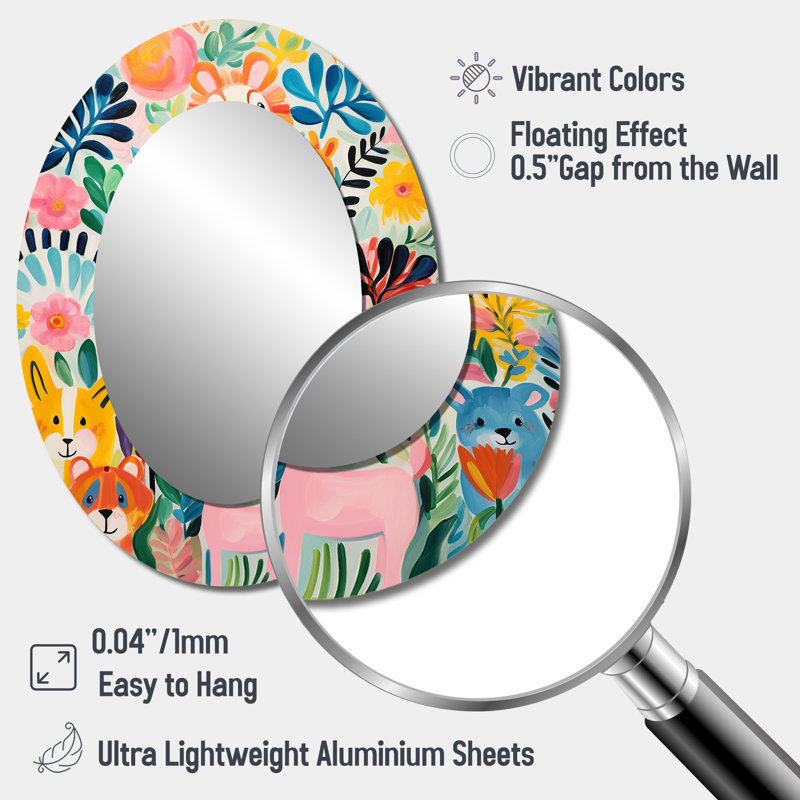 Miroir mural ovale sur métal, H 40 po x l 30 po