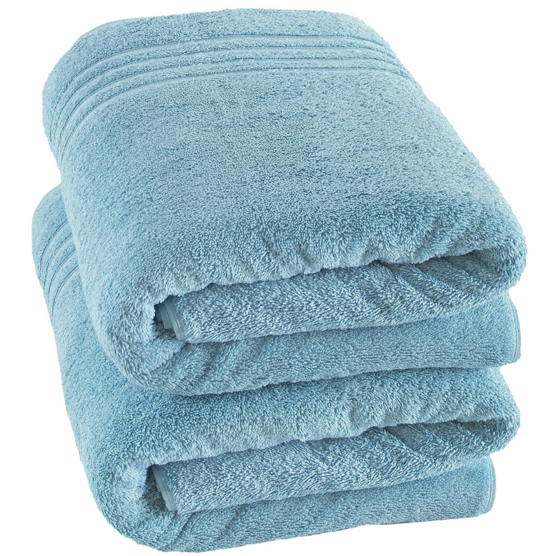 Ensemble de 2 draps de bain géants 100% coton, surdimensionnés et absorbants, Bleu