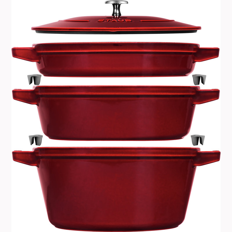 Staub Cast Iron 4-Pc Stackable Set, Grenadine