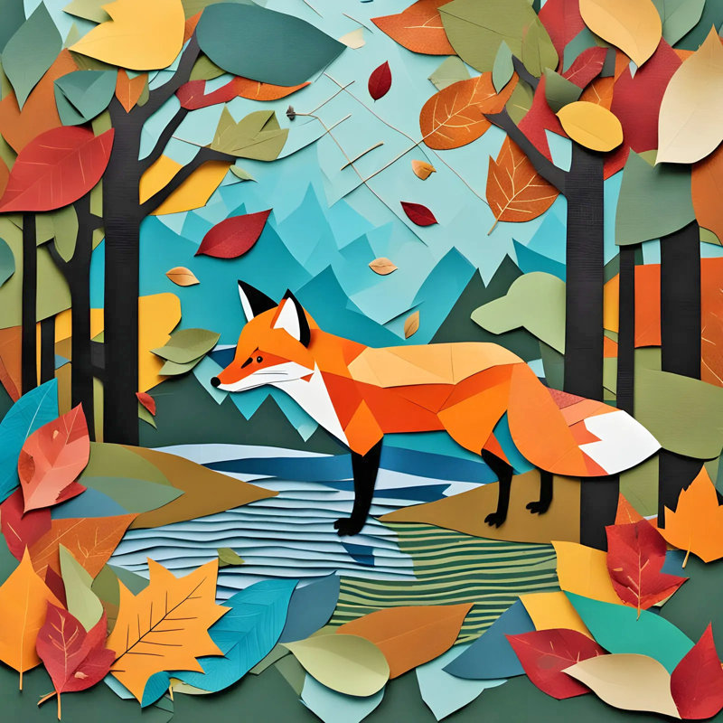 «Autumn Fox», art mural sur toile tendue, H 30 po x l 30 po