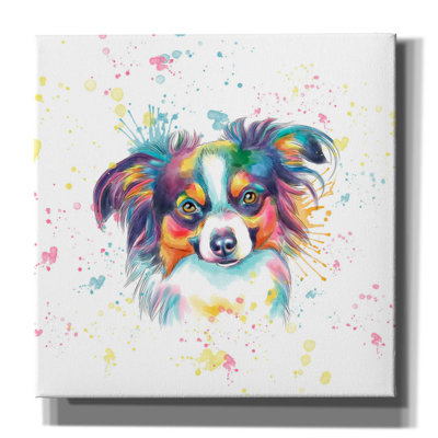 «Colorful Watercolor Papillon» par Furbaby Affiliates, art mural sur toile