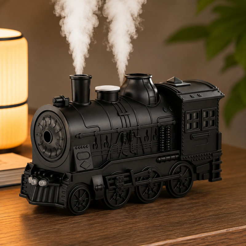 Diffuseur d'huiles essentielles vintage en forme de train, humidificateur et diffuseur d'aromathérapie USB avec brumisation, idéal pour la décoration de la maison, du bureau ou du bureau.