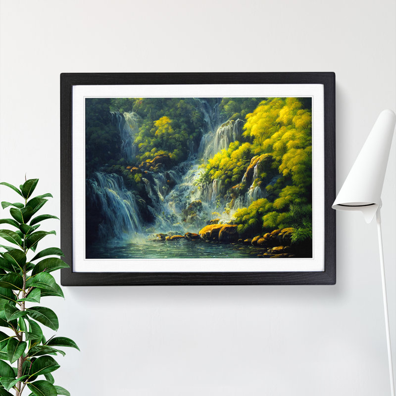 Ethereal Waterfall - Framed Print, Black, 25cm H x 34cm W x 2cm D