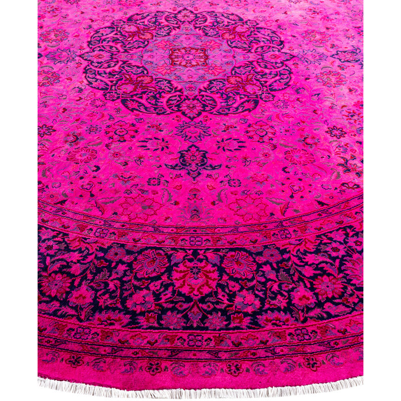 Tapis rose en laine noué à la main de style contemporain Cairns 8 pi 1 po x 8 pi 4 po