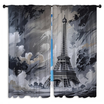 Rideaux de fenêtre Tour Eiffel obscurcissant et obscurcissant - 2 panneaux
