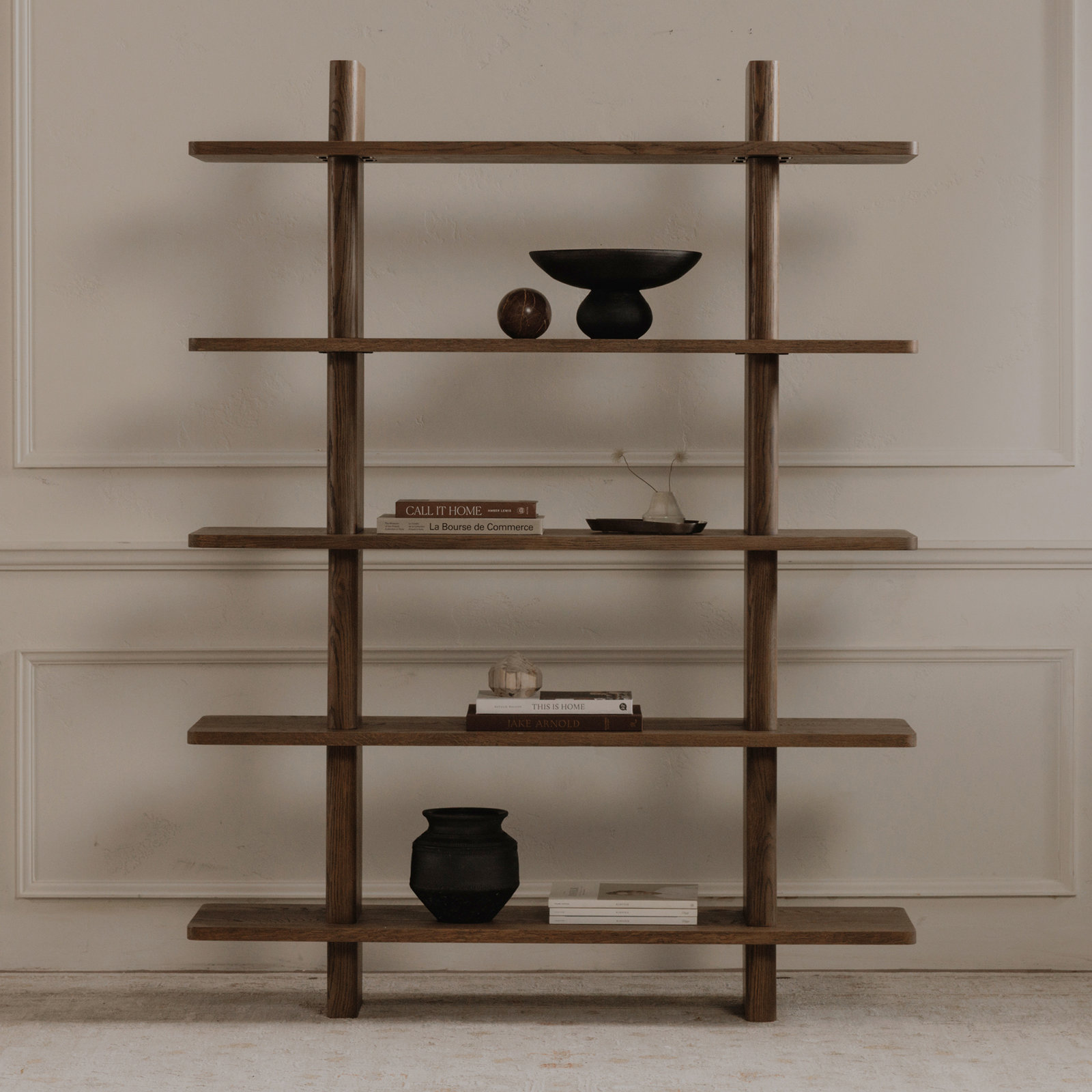 Andre 53" Oak Bookcase, Dark Brown
