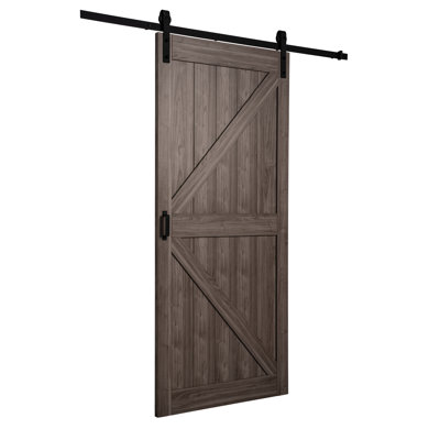 36'' x 84'' Solid + Manufactured Wood Paneled Low-Gloss without Installation Hardware Kit Barn Door