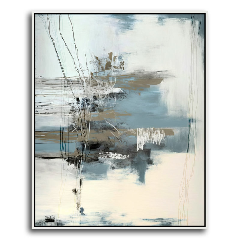 Abstract Print, Floater Framed, White