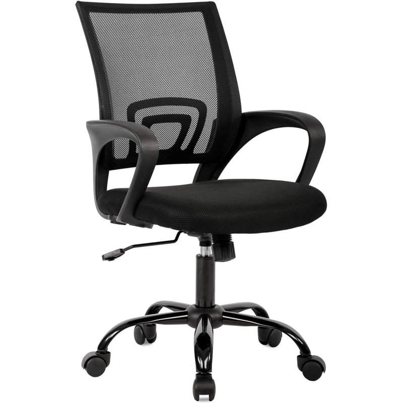 Ergonomic Office Chair Home Desk Chair Task Mesh Computer Chair Gaming With Back Lumbar Support Armrest Modern Swivel Modern Adjustable Rolling Executive Mesh Chair For Women Men (Black)