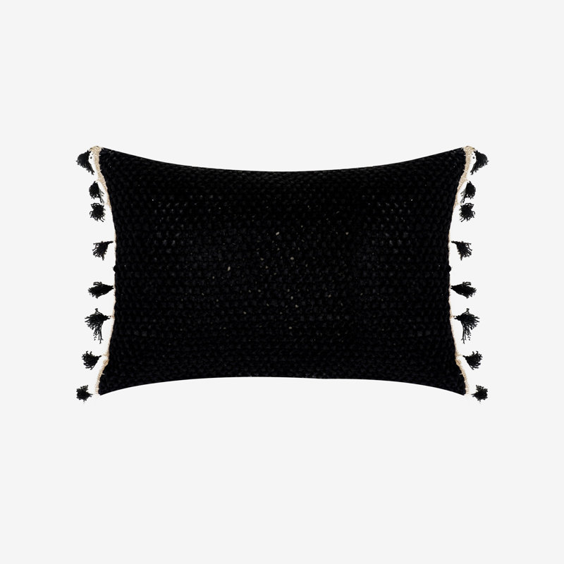 Cibola Cotton Rectangular Cushion Cover, Black