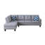 En forme de L, similicuir gris, canapé modulaire 3 pièces, soirées cinéma et jeux sociaux, siège du milieu rétractable, porte-gobelets, coussins décoratifs, rangement assorti, structure solide, rembourrage en mousse, ressorts à 8 voies