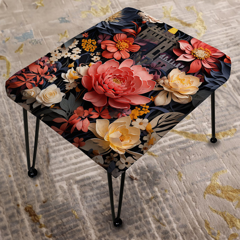 Pink And Beige Floral Oasis Castle Dreams - Floral Rectangle Ottoman