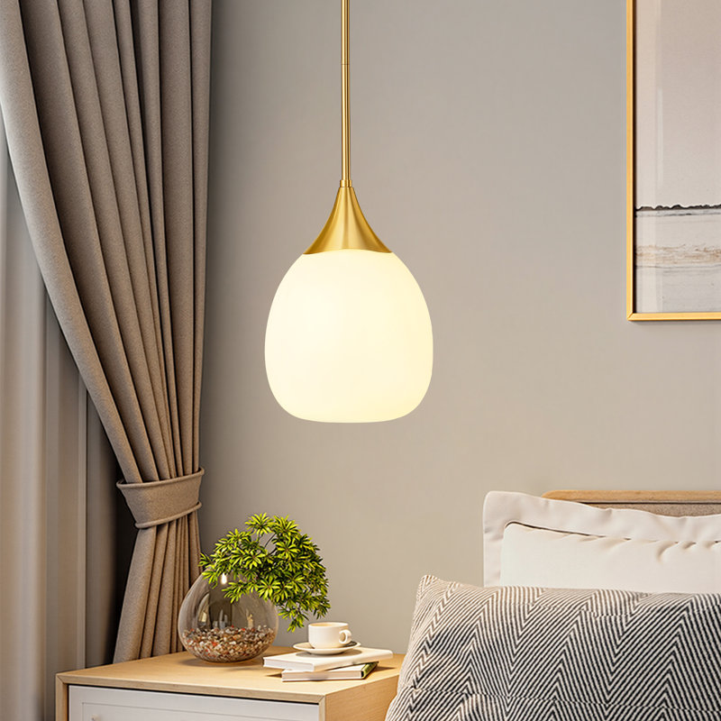  Luminaire suspendu moderne en verre 1 lumière, H 10,16 po x l 8,66 po x P 8,66 po, Or brossé