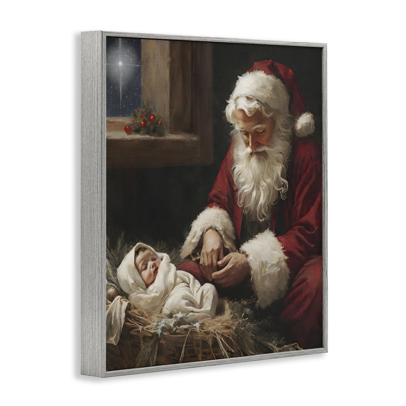 «Santa Believes with Baby Jesus», estampe numérique, conception de Jo Moulton, Estampe numérique Farmhouse, H 20 po x l 16 po